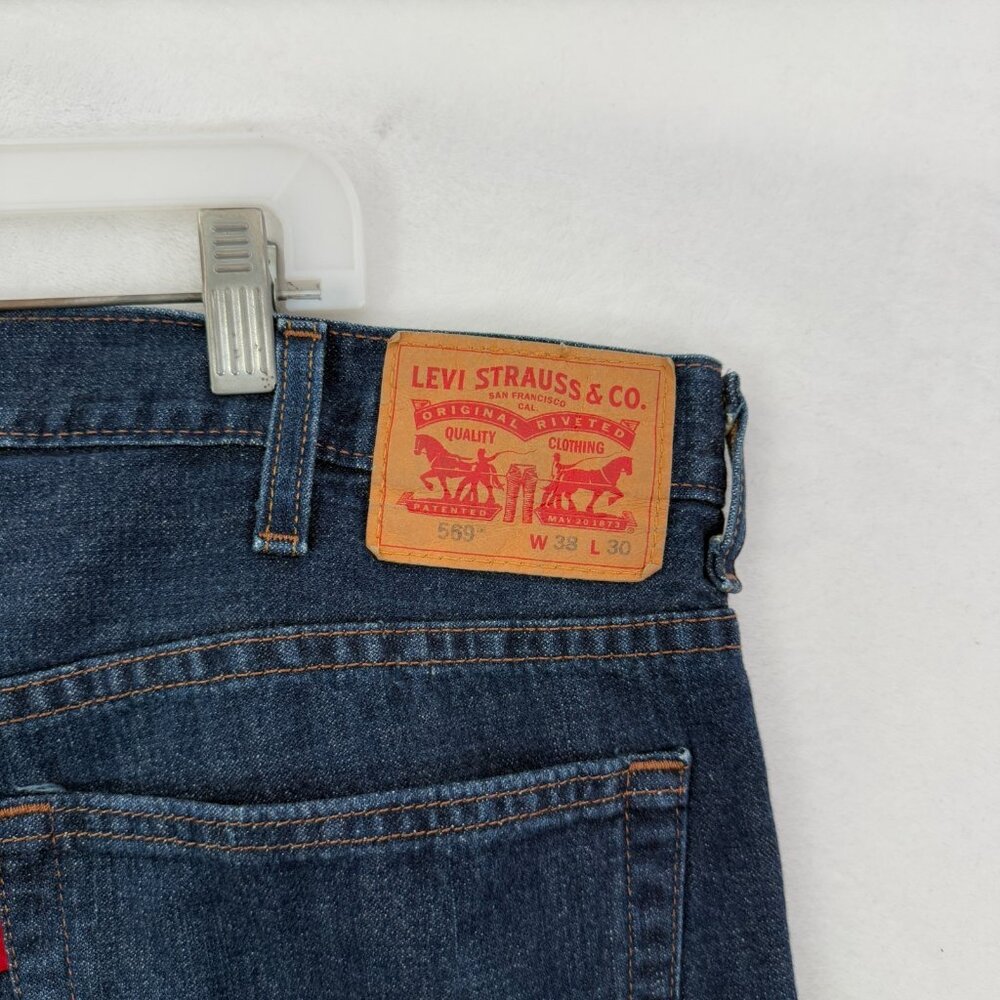 Levis 569 Jeans Mens 38x30 (40x29) Blue Loose Fit Straight Leg Whisker - Picture 11 of 13